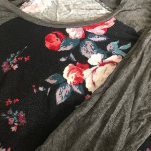 3/4 length floral baseball tee